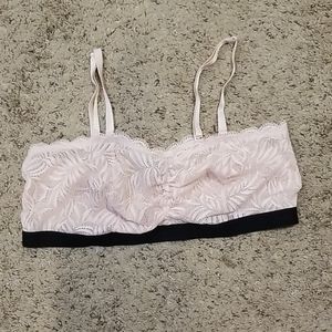 Light pink with black trim bandeau bralette
